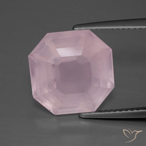 8.20ct Natural Medium Rose Pink Rose Quartz, Emerald Cut, Transparent