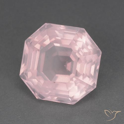8.79 ct Pink Rose Quartz Stone, Natural Rose Quartz in Asscher Cut Shape for Sale