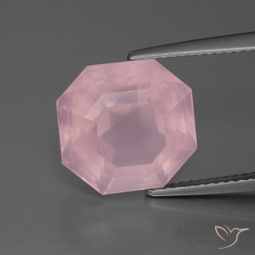 7.55 ct Asscher Cut Rose Quartz, 11.9 x 11.7 mm From South Africa, Photo A