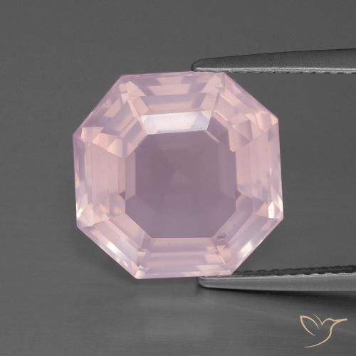 8.43ct Natural Light Pink Rose Quartz, Emerald Cut, Transparent
