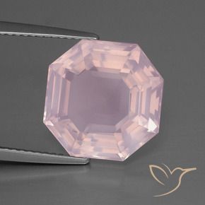 8.43 ct Pink Rose Quartz Stone, Natural Rose Quartz in Asscher Cut Shape for Sale
