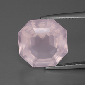 8.79 ct Pink Rose Quartz Gemstone, Rose Quartz Gem in Asscher Cut Shape for Sale.
