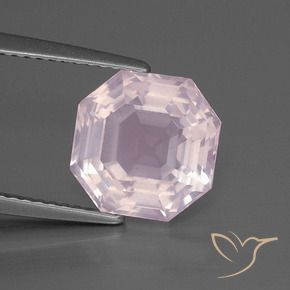 4.25 ct Pink Rose Quartz Stone, Natural Rose Quartz in Asscher Cut Shape for Sale