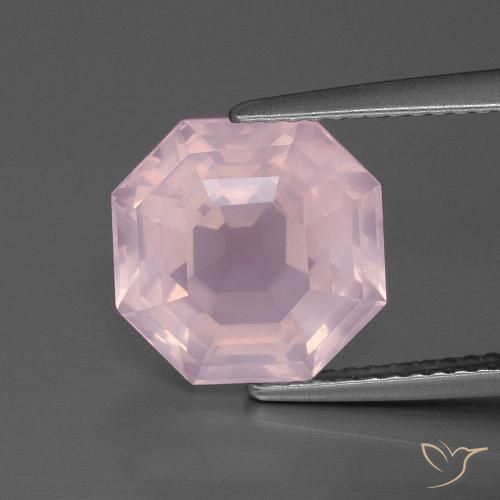 4.88 ct Asscher Cut Rose Quartz, 10.4 x 10.4 mm From South Africa, Photo A