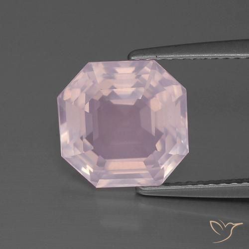 4.25ct Natural Light Rose Pink Rose Quartz, Emerald Cut, Transparent