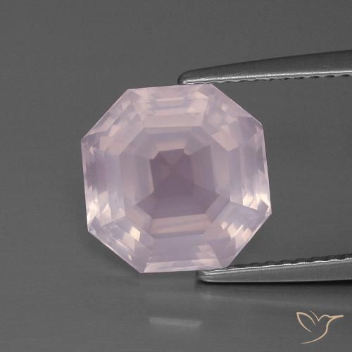 4.69ct Natural Light Pink Rose Quartz, Emerald Cut, Transparent