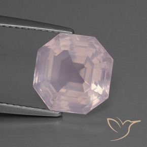 4.69 ct Pink Rose Quartz Stone, Natural Rose Quartz in Asscher Cut Shape for Sale