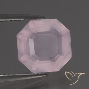 3.57 ct Pink Rose Quartz Stone, Natural Rose Quartz in Asscher Cut Shape for Sale