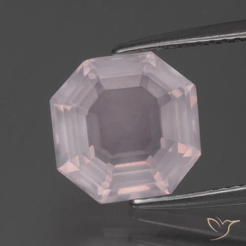 3.45ct Natural Very Light Rose Pink Rose Quartz, Emerald Cut, Transparent