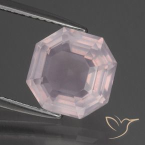 3.45 ct Pink Rose Quartz Stone, Natural Rose Quartz in Asscher Cut Shape for Sale