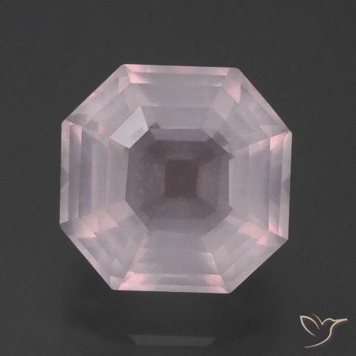 Quartz rose taille Asscher de 5,92 ct, 11,4 x 11,2 mm d'Afrique du Sud, Photo A