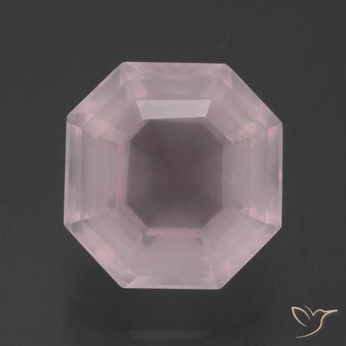 5.94ct Natural Light Rose Pink Rose Quartz, Emerald Cut, Transparent