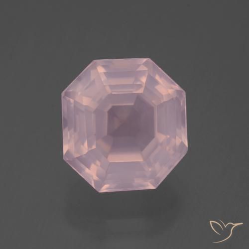 6.36 ct Pink Rose Quartz Gemstone, Rose Quartz Gem in Asscher Cut Shape for Sale.