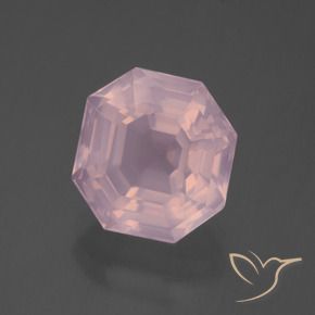 6.36 ct Pink Rose Quartz Stone, Natural Rose Quartz in Asscher Cut Shape for Sale