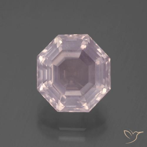 5.71ct Natural Light Rose Pink Rose Quartz, Emerald Cut, Transparent
