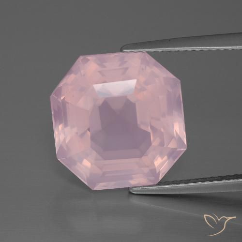 11.61ct Natural Medium Rose Pink Rose Quartz, Emerald Cut, Transparent