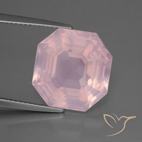 11.61 ct Pink Rose Quartz Stone, Natural Rose Quartz in Asscher Cut Shape for Sale