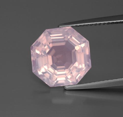 6.77 ct Pink Rose Quartz Gemstone, Rose Quartz Gem in Asscher Cut Shape for Sale.