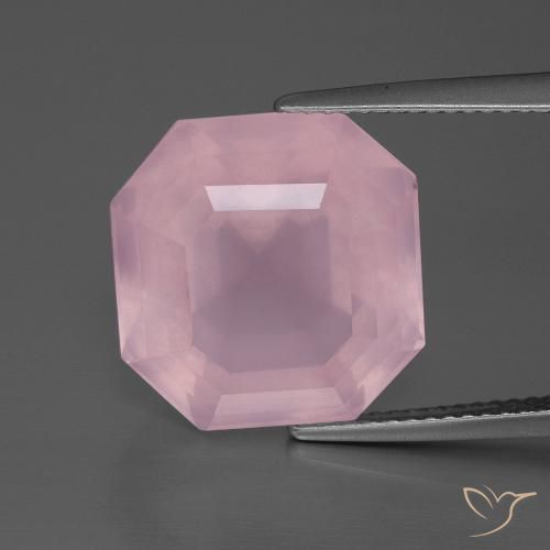 12.51 ct Asscher Cut Rose Quartz, 14 x 14 mm From South Africa, Photo A