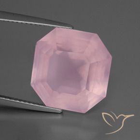 12.51 ct Pink Rose Quartz Stone, Natural Rose Quartz in Asscher Cut Shape for Sale