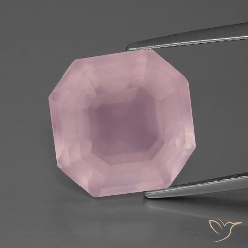 12.82 ct Asscher Cut Rose Quartz, 14.4 x 13.8 mm From South Africa, Photo A