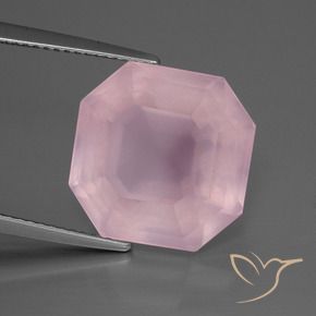 12.82 ct Pink Rose Quartz Stone, Natural Rose Quartz in Asscher Cut Shape for Sale