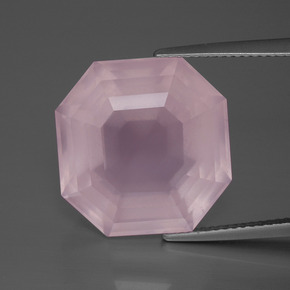 Rosado rosa medio Cuarzo Rosa Gema - 18.5ct Corte Asscher (ID: 393649)
