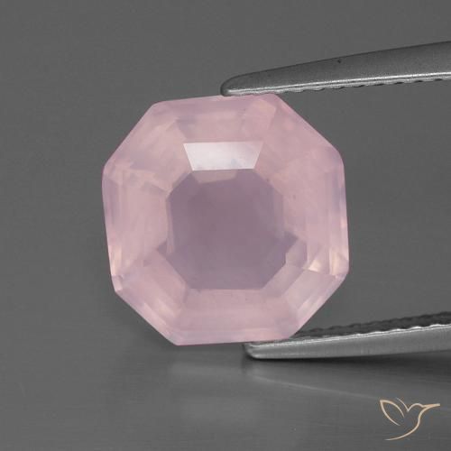 4.35ct Natural Medium Rose Pink Rose Quartz, Emerald Cut, Transparent