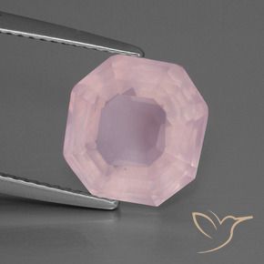4.35 ct Pink Rose Quartz Stone, Natural Rose Quartz in Asscher Cut Shape for Sale