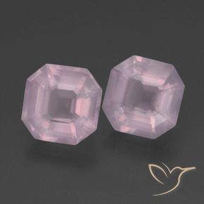 6.00 ctw Pink Rose Quartz Stones, Natural Rose Quartz in Asscher Cut Shape for Sale