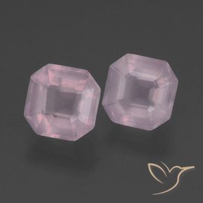 3.87 ctw Pink Rose Quartz Stones, Natural Rose Quartz in Asscher Cut Shape for Sale