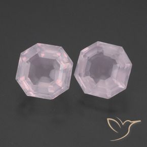 5.39 ctw Pink Rose Quartz Stones, Natural Rose Quartz in Asscher Cut Shape for Sale