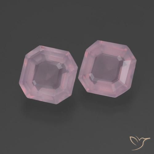 4.53 ctw Pink Rose Quartz Stones, Natural Rose Quartz in Asscher Cut Shape for Sale