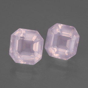 3.92 ctw Pink Rose Quartz Stones, Natural Rose Quartz in Asscher Cut Shape for Sale