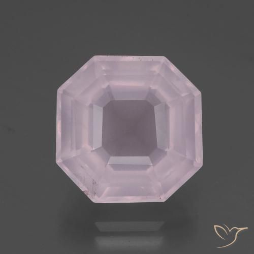 9.44ct Natural Light Rose Pink Rose Quartz, Emerald Cut, Transparent