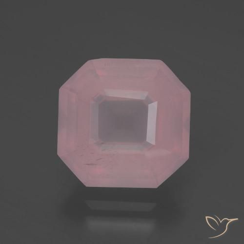 5.14ct Natural Rose Pink Rose Quartz, Emerald Cut, Transparent