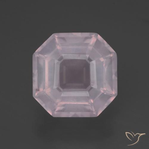 6.28ct Natural Light Rose Pink Rose Quartz, Emerald Cut, Transparent