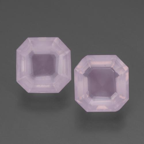 2 pièces assorties Quartz Rose Rose Octogone / coupe Émeraude de taille 8,7 x 8,4mm, poids total de 4,61 ct / moyenne de 2,31 ct chacune, Rose cerise léger avec pureté Transparent, pierre gemme naturelle Non traité, dureté de Mohs 7 convient aux bijoux de tous les jours, pierre de sagesse, Photo A