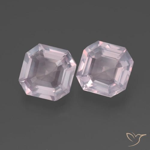 4.28 ctw Pink Rose Quartz Stones, Natural Rose Quartz in Asscher Cut Shape for Sale
