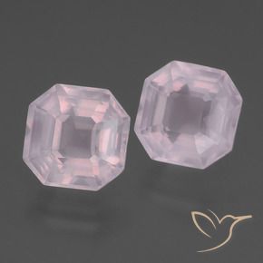 8.14 ctw Pink Rose Quartz Stones, Natural Rose Quartz in Asscher Cut Shape for Sale