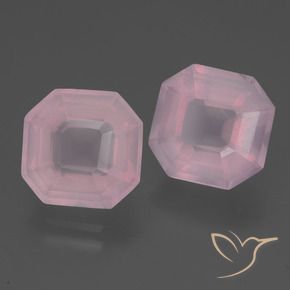 7.82 ctw Pink Rose Quartz Stones, Natural Rose Quartz in Asscher Cut Shape for Sale