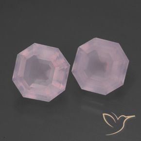 8.96 ctw Pink Rose Quartz Stones, Natural Rose Quartz in Asscher Cut Shape for Sale