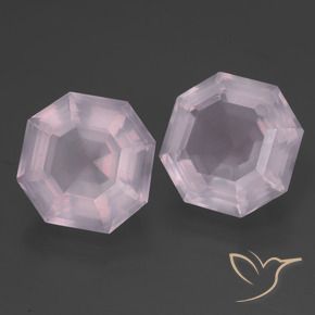 11.24 ctw Pink Rose Quartz Stones, Natural Rose Quartz in Asscher Cut Shape for Sale