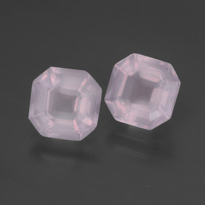 3.47 ctw Pink Rose Quartz Stones, Natural Rose Quartz in Asscher Cut Shape for Sale