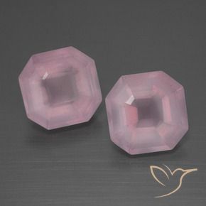 6.08 ctw Pink Rose Quartz Stones, Natural Rose Quartz in Asscher Cut Shape for Sale