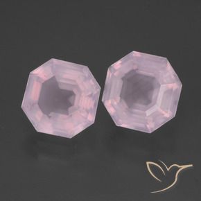 5.33 ctw Pink Rose Quartz Stones, Natural Rose Quartz in Asscher Cut Shape for Sale