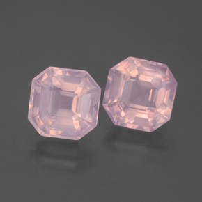 6.90 ctw Pink Rose Quartz Stones, Natural Rose Quartz in Asscher Cut Shape for Sale