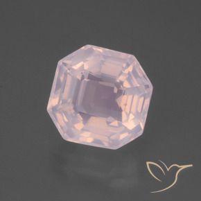 6.53 ct Pink Rose Quartz Stone, Natural Rose Quartz in Asscher Cut Shape for Sale