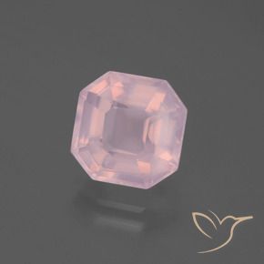 4.08 ct Pink Rose Quartz Stone, Natural Rose Quartz in Asscher Cut Shape for Sale