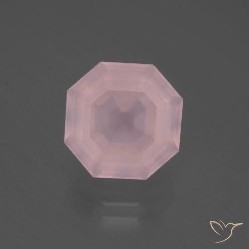 4.94ct Natural Light Rose Pink Rose Quartz, Emerald Cut, Transparent